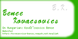 bence kovacsovics business card